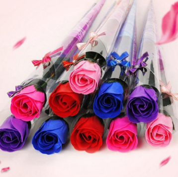 HCParty 1pc Artificial Rose Soap Bouquet Single Branch Valentine's Day Mother's Day Flower Gift