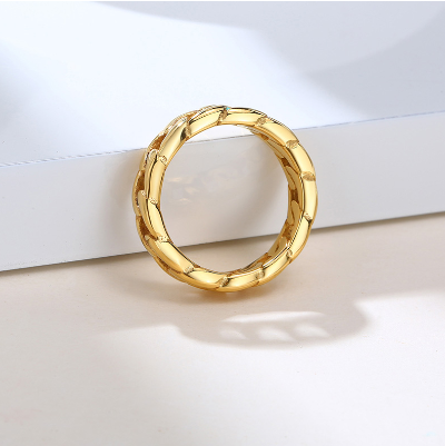 Gold Chain Ring for Women Stainless Steel Links Punk Jewelry