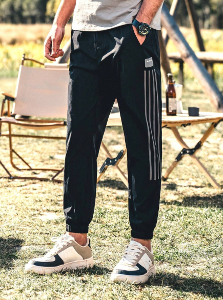 Men Striped Print Slant Pocket Pants