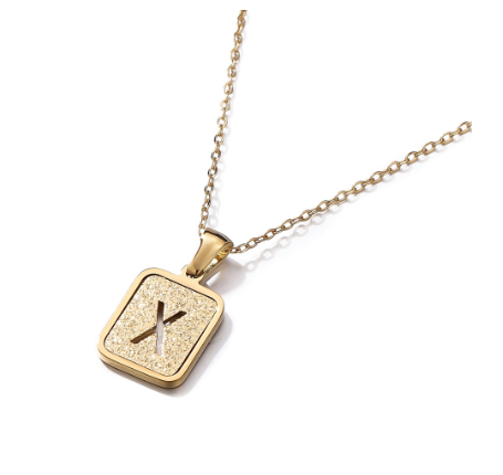 St. Kunkka 316L Stainless Steel Hollow A-Z Letter Pendant Necklace for Gift and Birthday Gift  X
