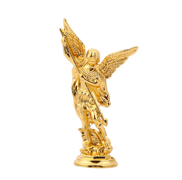1Pc Saint Michael Archangel Figurine - Zinc Alloy Statue for Home Decor and Tabletop Display