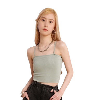Inspi Chic Trendy Curve Tube Cami Top For Women Korean Sleeveless Shirt Summer Beach Outfit (Sage Green)
