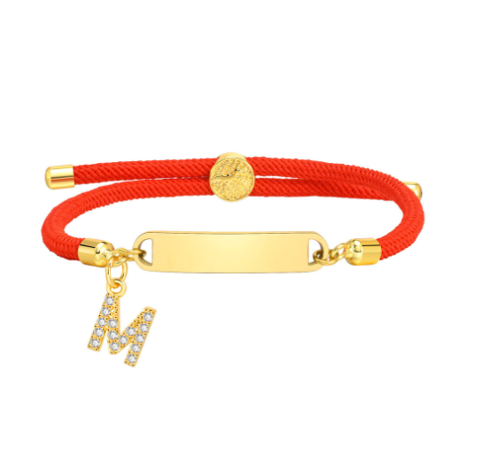 Vnox Custom Initial Letter Name Baby Bracelet Personalized Newborn Child Birth Gift Red Thread Rope Bracelet Adjustable Handchain M