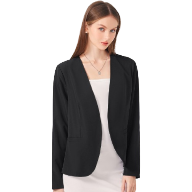 Lovito Women Elegant Plain Basic Blazer L71ED278 (Black)