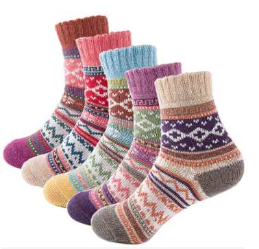 Women Fashion Retro Festival Socks Warm Soft Wool Thick Sock