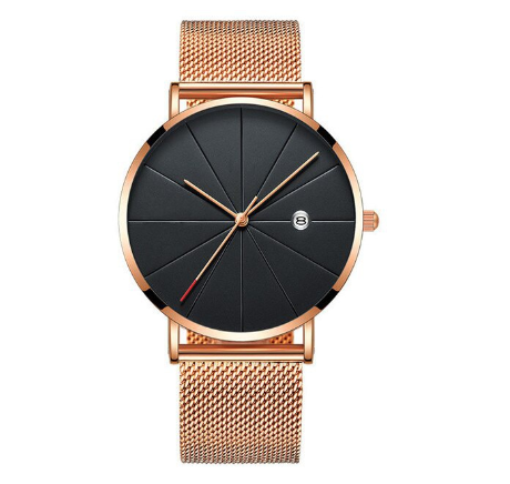 Fashion Stainless Steel Simple Quartz Analog Wrist Watch for men's women's Waterproof 3