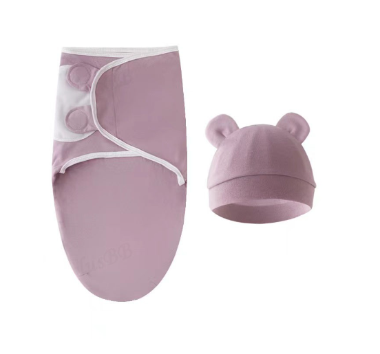 Newborn Baby Muslin Swaddle Blanket Hat Set Swaddle Bedding Wrap Blanket Baby Swaddling S82