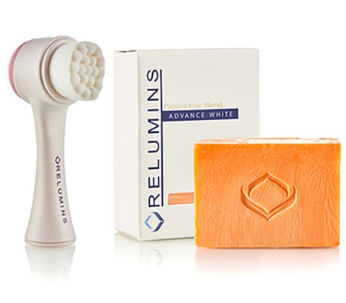Relumins Exfoliating Face Brush and Relumins Papaya Kojic Soap