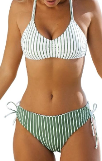 2 Piece Bikini Set Back Braided Straps with Reversible Bottom