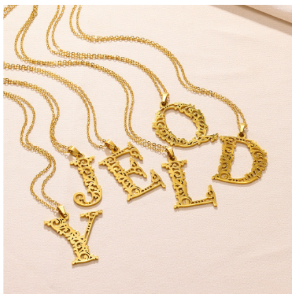 Initial Necklace for Women Men Girls Boys Gothic 18K Gold Plated 26 Letters Pendant Necklace Chain with Extension N