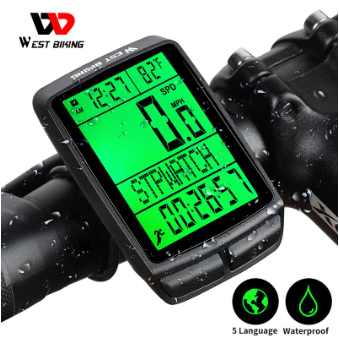 WEST BIKING Speedometer With 5 Language Light Wireless Led