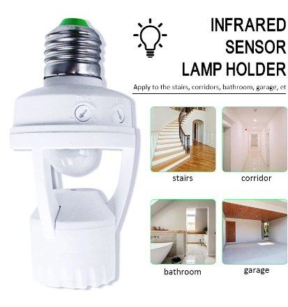 Socket E27 Converter With PIR Motion Sensor Smart Home High Sensitivity Smart Switch E27 Lamp Holder Base For Led Lamp