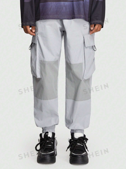 ROMWE Street Life Men'S Cargo Style Sporty Tapered Pants With Pockets