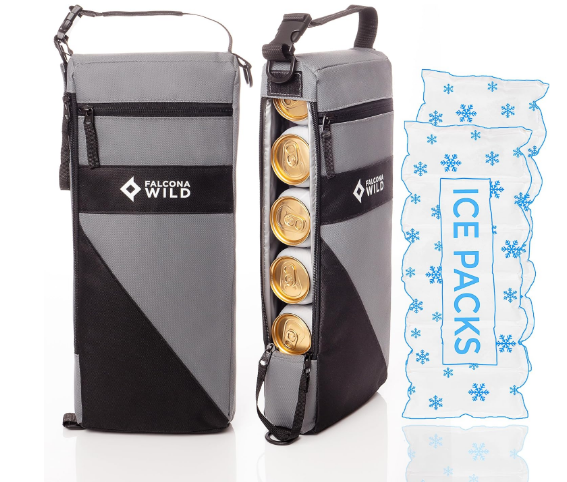 Golf Cooler Bag Plus 2 Ice Packs - Keeps Drinks Cold for Hours - Holds 6 Beer Cans or 2 Wine Bottles - Fits Discreetly in Golf Bags - Insulated Beer Sleeve and Cooler