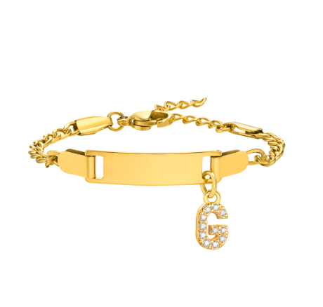 Vnox Baby Name Bracelet with Letter Pendant,Toddler Child ID Bracelet Girl Boy Birthday Gift G