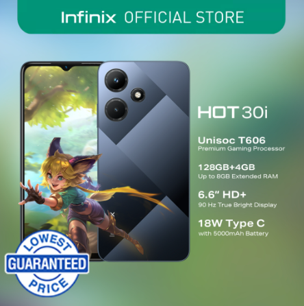 Infinix Hot 30i, 4GB + 128GB, 6.6" HD+ 90hz Display ( (1 year local warranty)