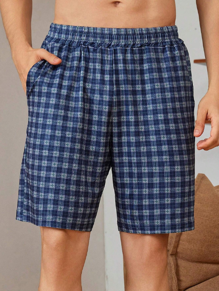 Men Plaid Print Sleep Shorts