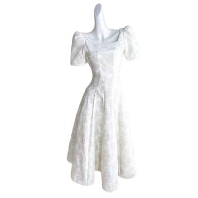 Lovito Women Square Neck Dress LNE21212 (White)