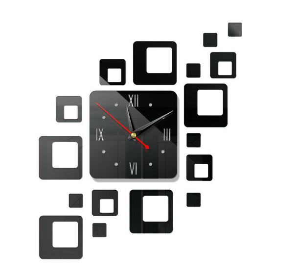 Modern 3D Acrylic Mirror Combination Clock Home Decor