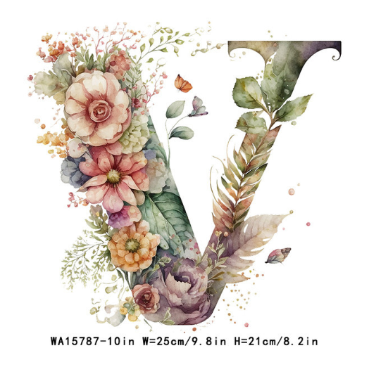 A-Z Letter Visual Design Iron On Transfer For Clothing Dtf Transfers Ready To Press V