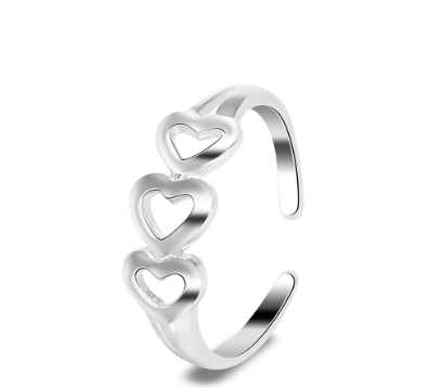 Italy Sterling Silver Heart Design Toe Ring