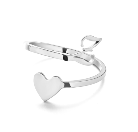 Silver Stainless Steel A-Z Rings Initial Letters Heart Rings Women Fashion Non Fading Jewelry Adjustable Z