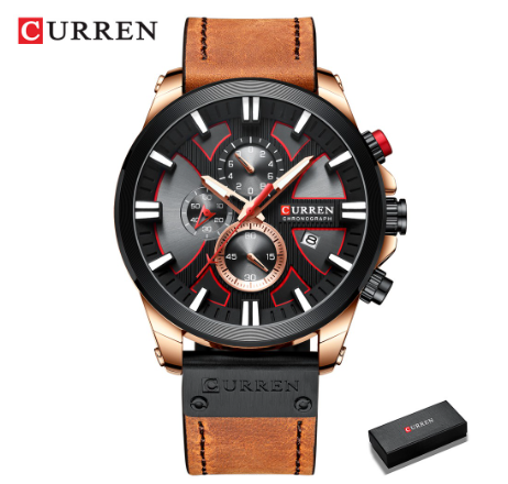 Curren Watch Chronograph Sport Watches Quartz Clock Leather Male Wristwatch Fashion Gift for Men 8346 MULTICOLOR