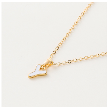 St.kunkka Three-Dimensional Metal English Letter Pendant Necklace Ladies Necklace A-Z for Gift Y