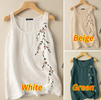 ZANZEA Women Daily Pose Sleeveless O-Neck Solid Color Floral embroidery Tanks