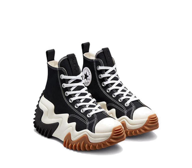 Converse Run Star Motion Canvas Platform Unisex Sneakers - Black/White/Gum Honey