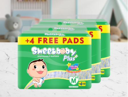 SWEETBABY PLUS - JUMBO PACK MEDIUM 48+4 x 3 PACKS