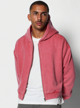 SUMWON Washed Crop Fit Zip Through Hoodie