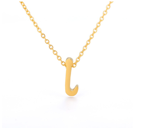 Maxzone Tiny Initial Letter Necklaces For Women Stainless Steel Old English Letter Vintage Necklace Boho Birthday Gothic Jewelry Gift I