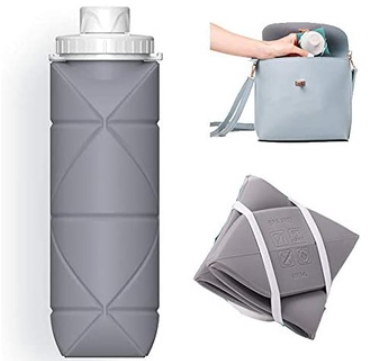 Collapsible Water Bottles Leakproof Valve Reusable BPA Free Silicone Foldable Water Bottle for Sport Gym Camping Hiking Travel