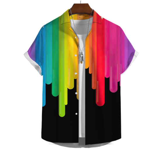 Fashion Shirts Pride Month Gay Love Lesbian Rainbow Design Trend Casual Street Lapel Design Top Clothing Short Sleeve For Men Women
