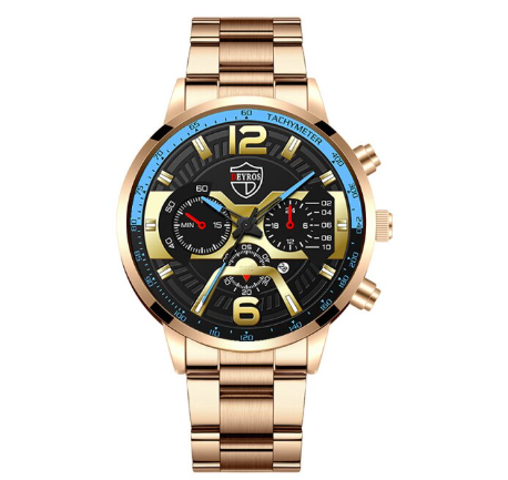 Full Steel Men's Quartz Business Wacthes Mens Stainless Steel Calendar Analog Wrist Watch Relo Ng Kalalakihan STEEL ROSEGOLD BLACK