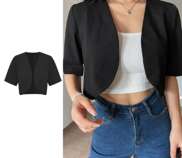 Lovito Women Casual Plain Crop Baisc Blazer L74ED070
