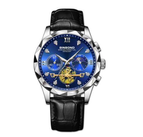 Binbond Original Luxury Watch Multi-Function Quartz Watch All-Match Trendy Watch Fashion Casual Trendy Male Tungsten Steel Color WristWATCH 5