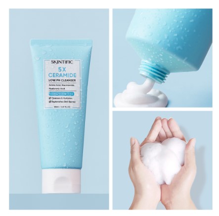 Skintific 5X Ceramide Low pH Cleanser Facial Wash Gentle Cleanser For Sensitive Skin 80ml