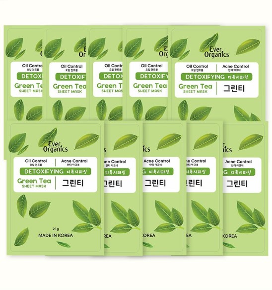 Green Tea Sheet Mask (Pack of 10)