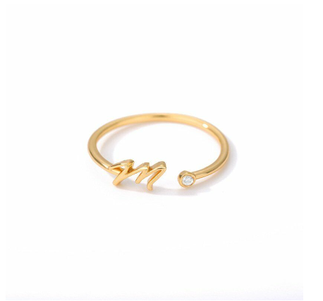 【Y&X】No fade 18K Gold 26 Initial Letters A G J Cubic Zircon Crystal Open Rings Finger Women Jewelry Gift M
