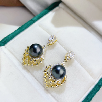 S925 silver needle earrings for women 18K gold wrapped antique