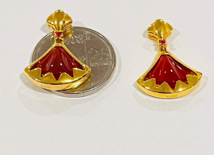 Pawnable 18Kt Saudi Gold Fine Jewelry Bvlgari Inspired Earrings VQXE122