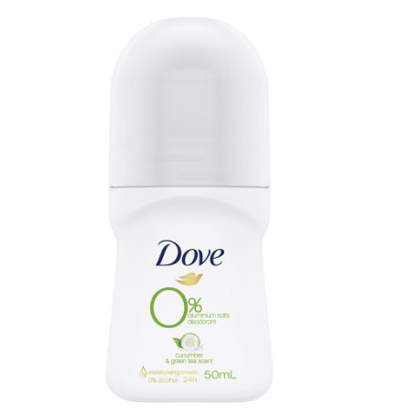 Dove Zero 0% Aluminum Roll On Deodorant Cucumber & Green Tea 50ml