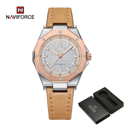 Naviforce Nf5026 Women Rose Gold Luxury Brand Diamond Fashion Dress Waterproof Clock ROSEGOLD WHITE