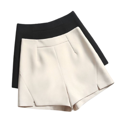 Lovito Casual Plain Split Front Y2K Shorts for Women LNA16029 (White/Black)