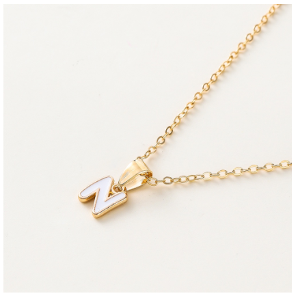 St.kunkka Three-Dimensional Metal English Letter Pendant Necklace Ladies Necklace A-Z for Gift N