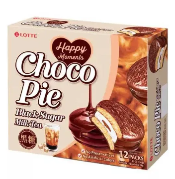 Lotte Choco Pie Black Sugar Milk Tea - 12 Packs 336g