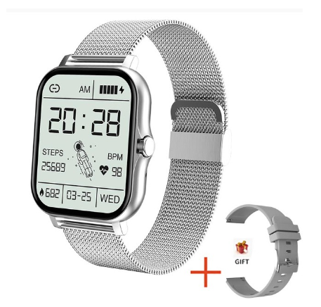FILIEKEU Smart Watch Men Women Waterproof Sports Fitness Bluetooth Call Couple For Android And Ios  SILVER MESH BELT