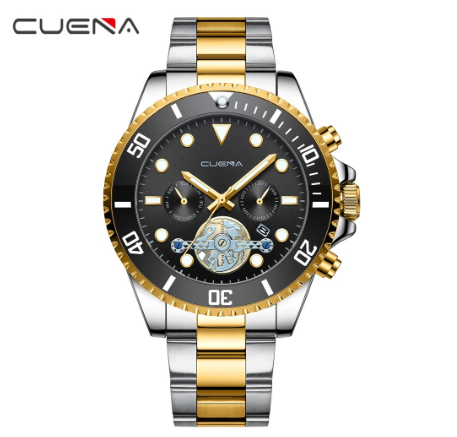 CUENA Men's Watch Top Brand Fashion Business Military Analog Quartz Stainless Steel Waterproof 6012 3